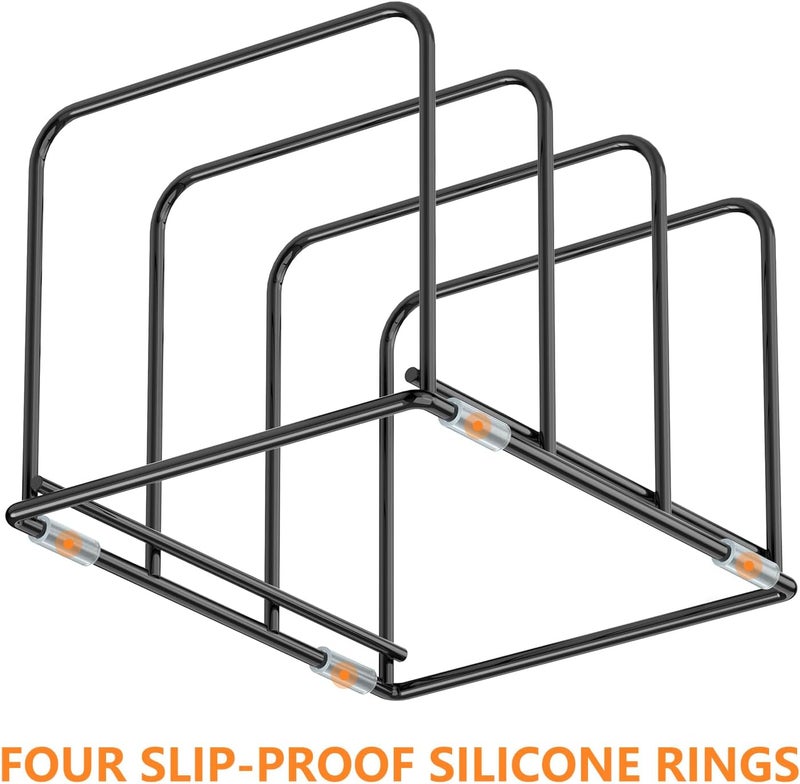 KORRTFID Kitchen Cabinet Organizer - Steel Cookware Rack, Divided Holder with 3 Slots for Skillets, Baking Tray and Chopping Board - Pan Storage (2.2 Inch Width Slots) - Image 3